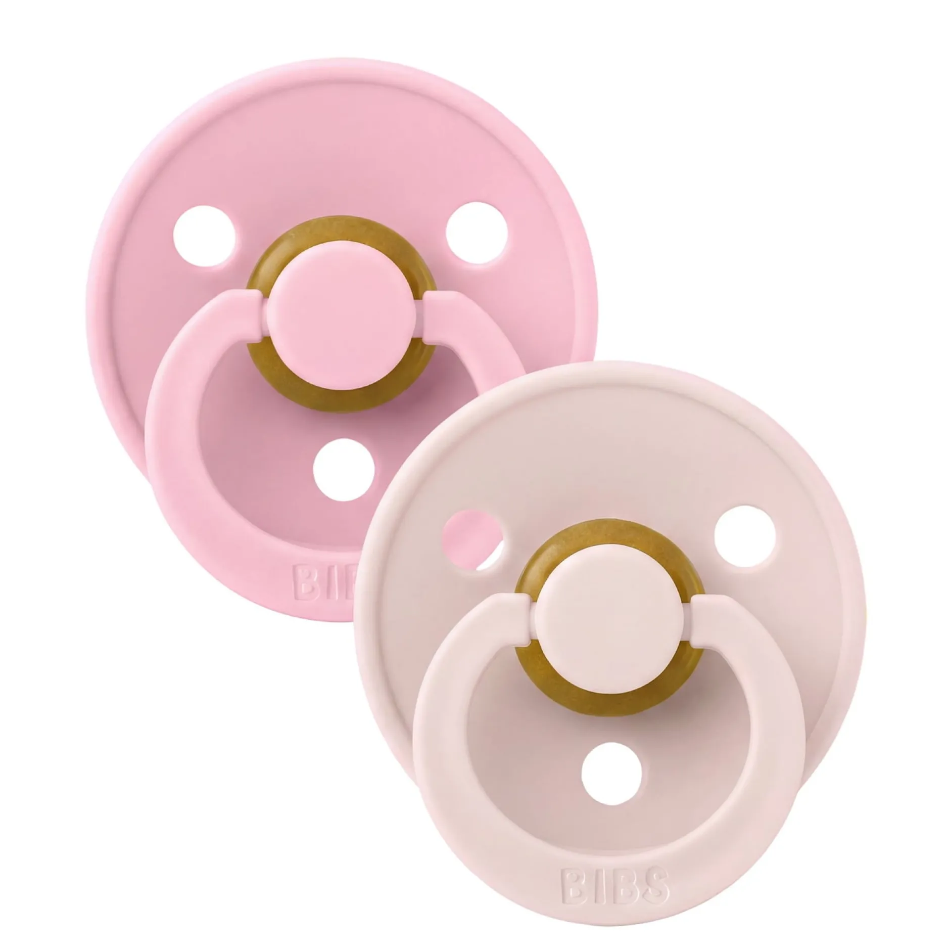 BIBS Pacifier Colour 2 PACK Latex Size 2 Petal/Baby Pink