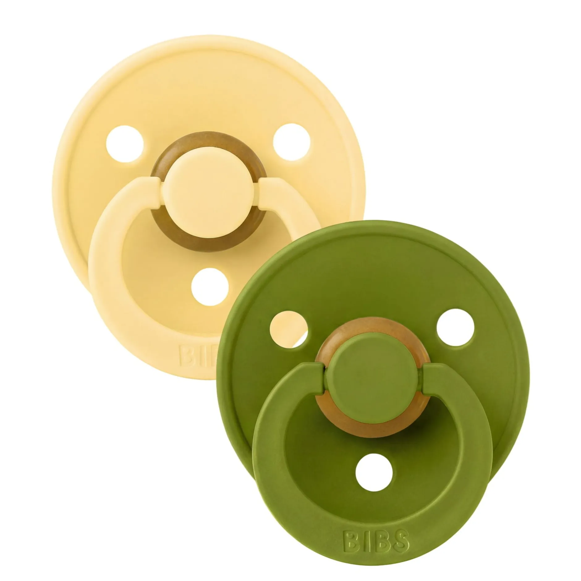 BIBS Pacifier Colour 2 PACK Latex Size 1 Pale Butter/Wasabi