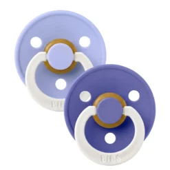 BIBS Pacifier Colour 2 PACK Latex Size 2 Hush GLOW/Grape GLOW