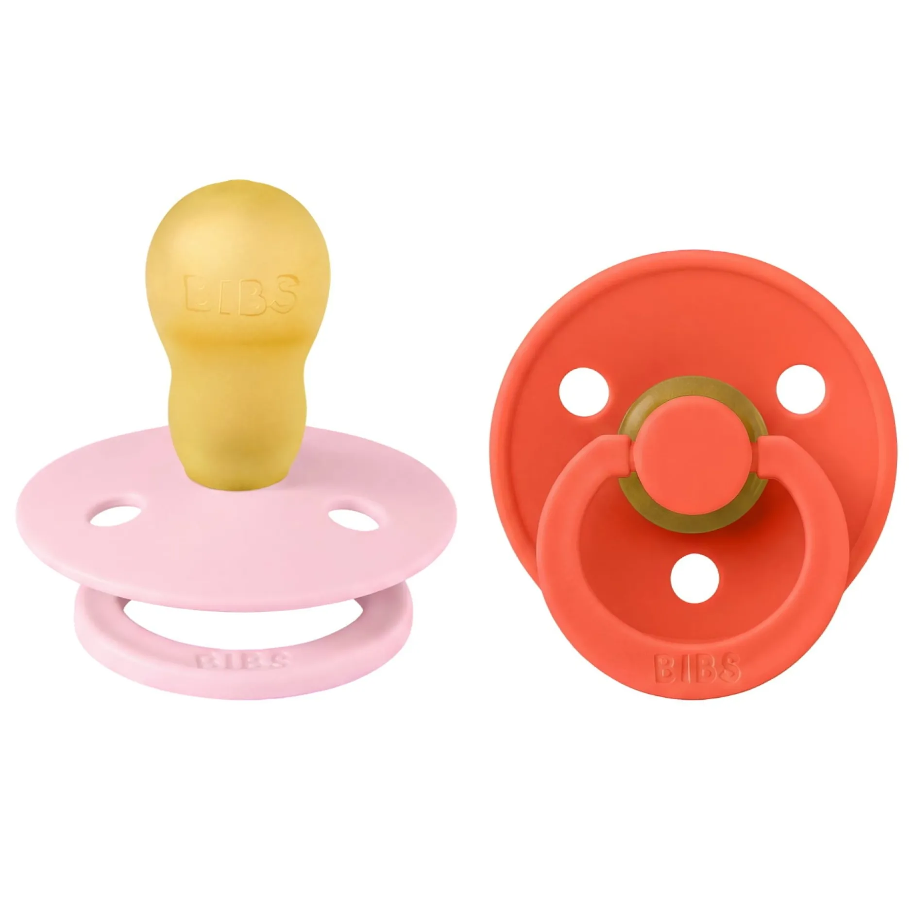 BIBS Pacifier Colour 2 PACK Latex Size 3 Baby Pink/Tango