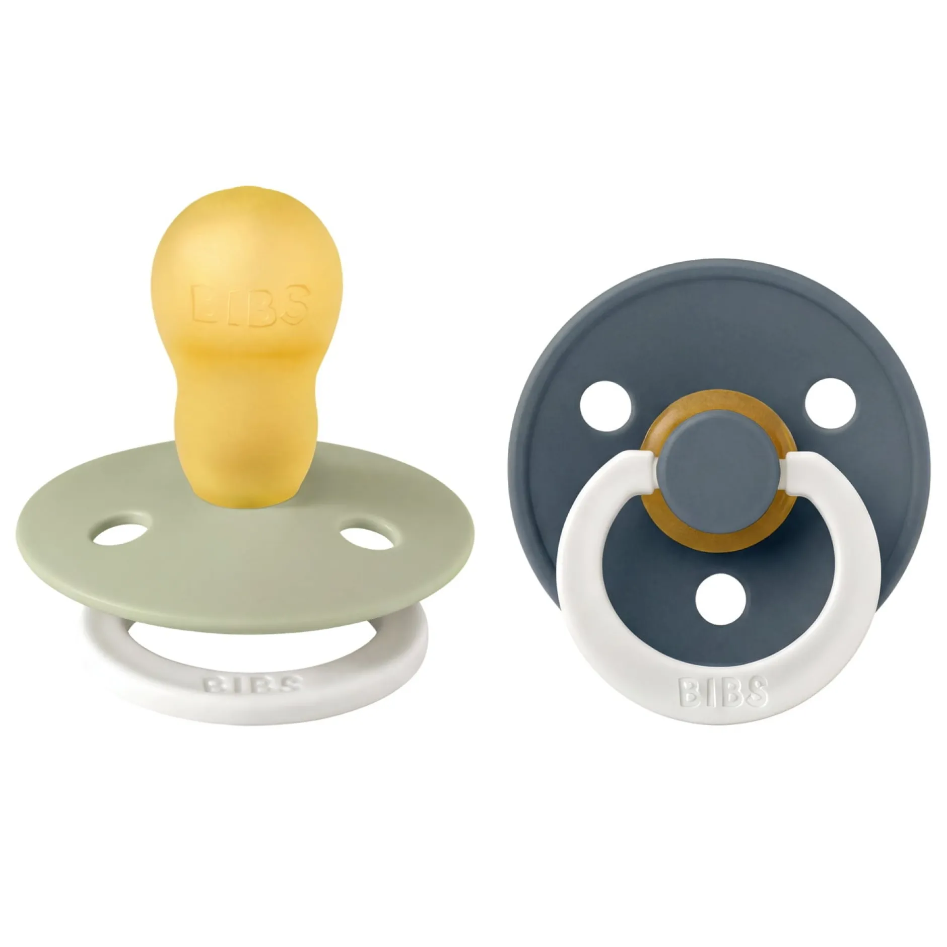 BIBS Pacifier Colour 2 PACK Latex Size 3 Sage GLOW/Pine GLOW