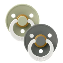 BIBS Pacifier Colour 2 PACK Latex Size 3 Sage GLOW/Pine GLOW