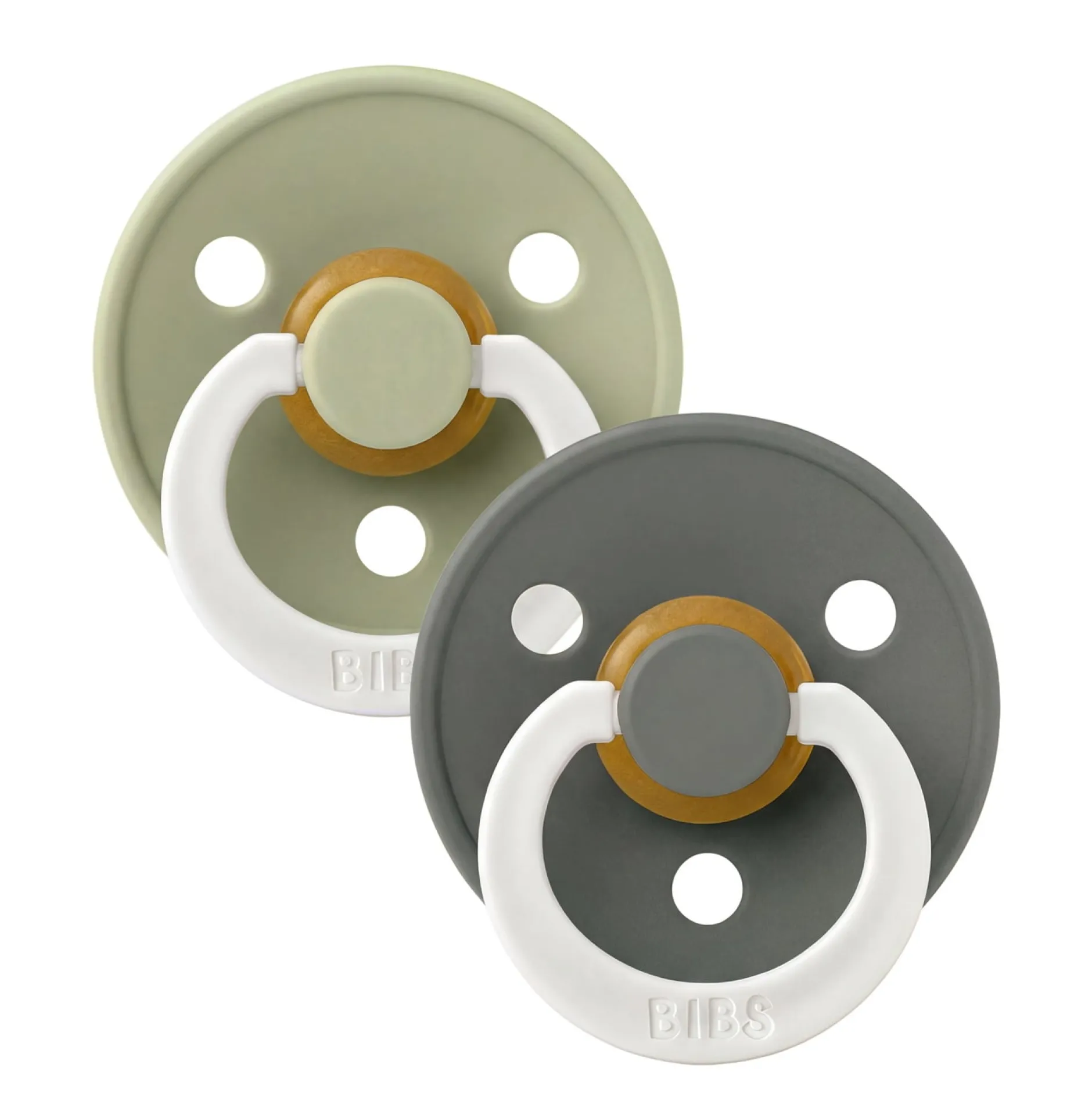 BIBS Pacifier Colour 2 PACK Latex Size 3 Sage GLOW/Pine GLOW