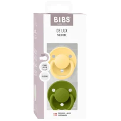 BIBS Pacifier De Lux 2 PACK Silicone Onesize Pale Butter/Wasabi