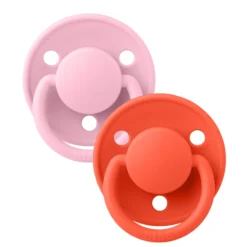 BIBS Pacifier De Lux 2 PACK Silicone Onesize Baby Pink/Tango