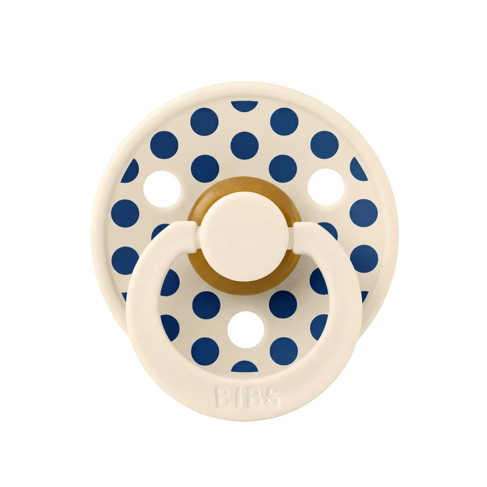 BIBS Pacifier Studio Colour Polka Medium Latex Size 3 Ivory Deep Space
