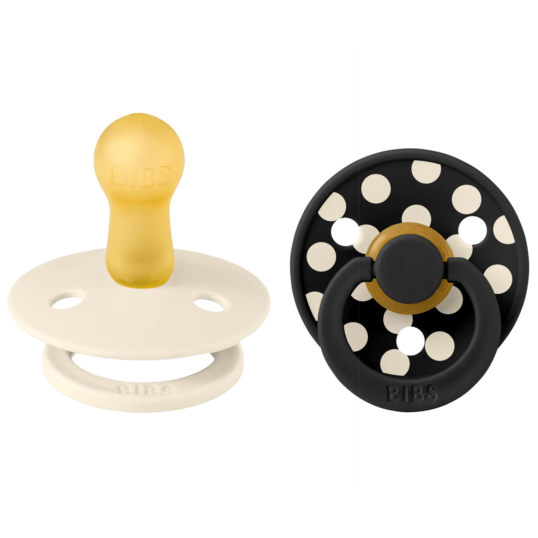 BIBS Pacifier Studio Colour Polka Latex Size 2 Ivory/Black 2 st