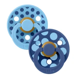 BIBS Pacifier Studio Colour 2 PACK Polka Mix Latex Size 1 Breeze/Cornflower
