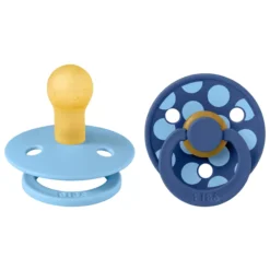 BIBS Pacifier Studio Colour 2 PACK Polka Mix Latex Size 1 Breeze/Cornflower