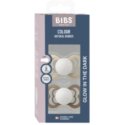 BIBS Pacifier Supreme Silicone Size 2 Vanilla Glow/Dark Oak Glow 2 st