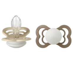 BIBS Pacifier Supreme Silicone Size 2 Vanilla Glow/Dark Oak Glow 2 st