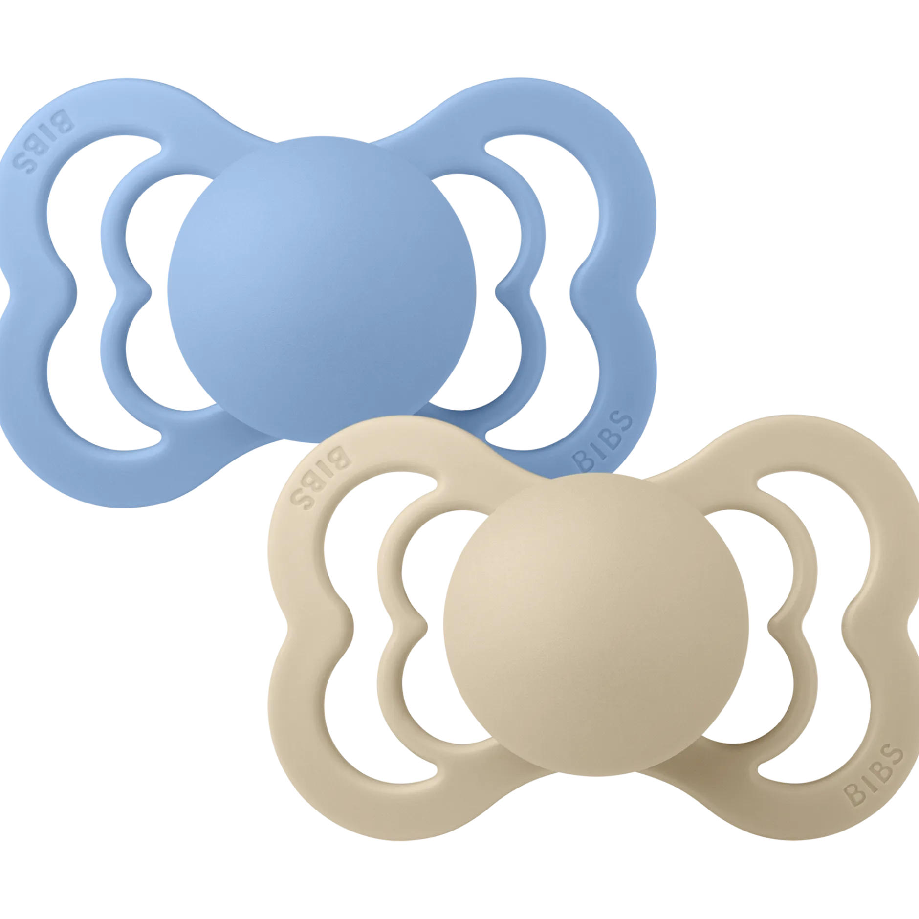 BIBS Pacifier Supreme Silicone Size 2 Vanilla/Sky Blue 2 st