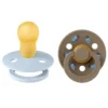 BIBS Studio Colour Pacifier Beetle Mix 2 pack Latex Size 3 Round Baby Blue/Dark Oak