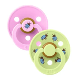 BIBS Studio Colour Pacifier Beetle Mix 2 pack Latex Size 2 Round Ballet/Matcha