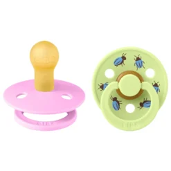 BIBS Studio Colour Pacifier Beetle Mix 2 pack Latex Size 1 Round Ballet/Matcha