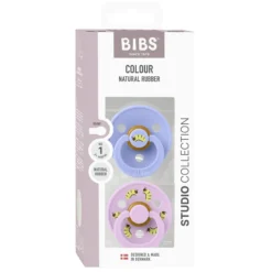 BIBS Studio Colour Pacifier Caterpillar Mix 2 pack Latex Size 1 Round Hush/Violet Sky