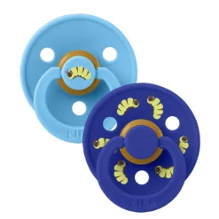 BIBS Studio Colour Pacifier Caterpillar Mix 2 pack Latex Size 2 Round Breeze/Sonic