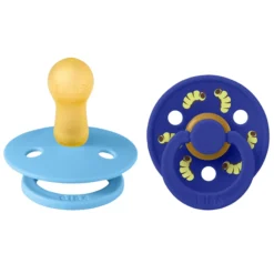 BIBS Studio Colour Pacifier Caterpillar Mix 2 pack Latex Size 2 Round Breeze/Sonic