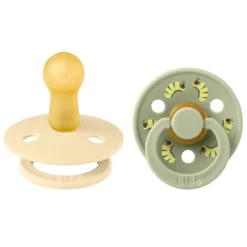 BIBS Studio Colour Pacifier Caterpillar Mix 2 pack Latex Size 2 Round Silk/Sage