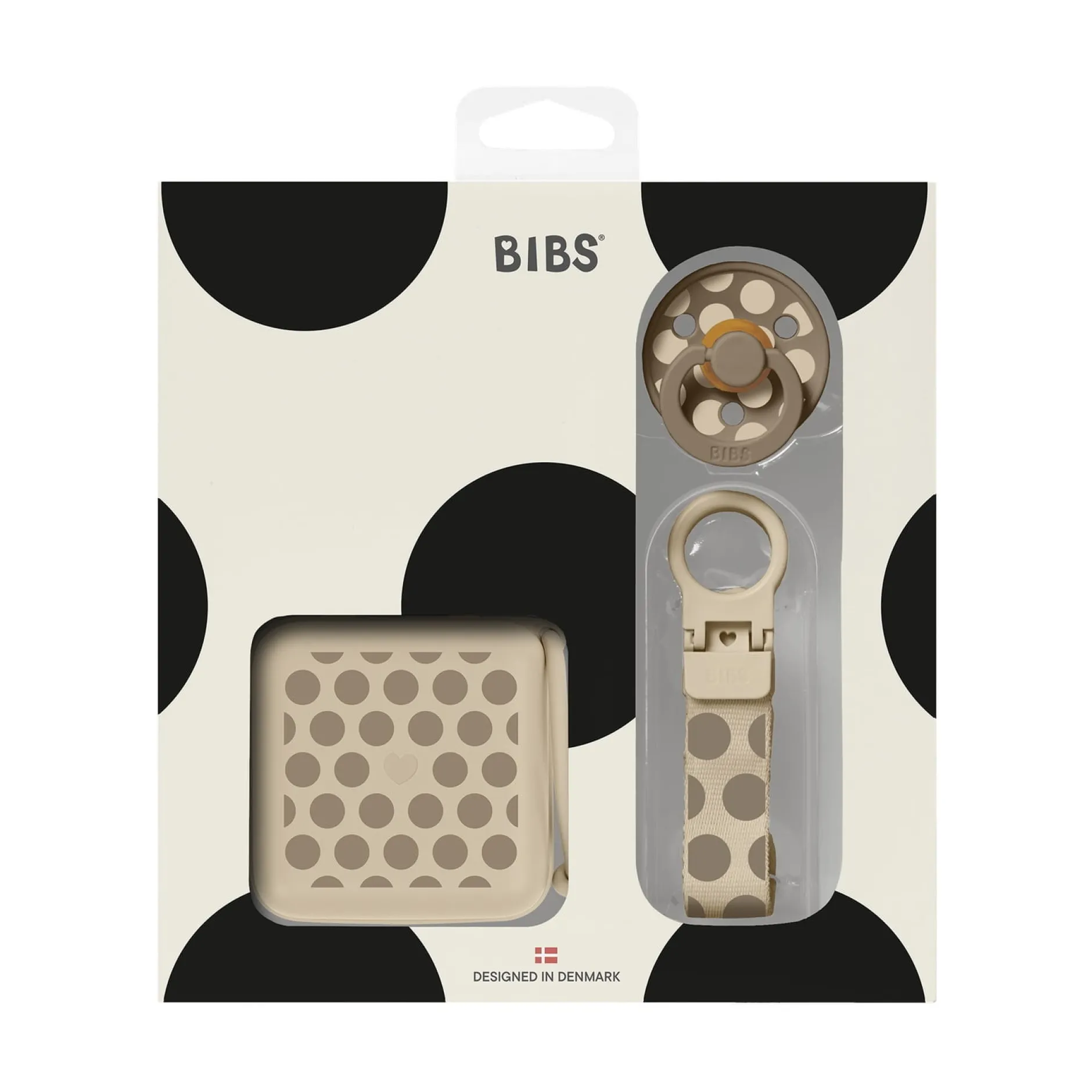 BIBS Studio Gift Set Polka Soothe & Go Latex Size 2 Vanilla