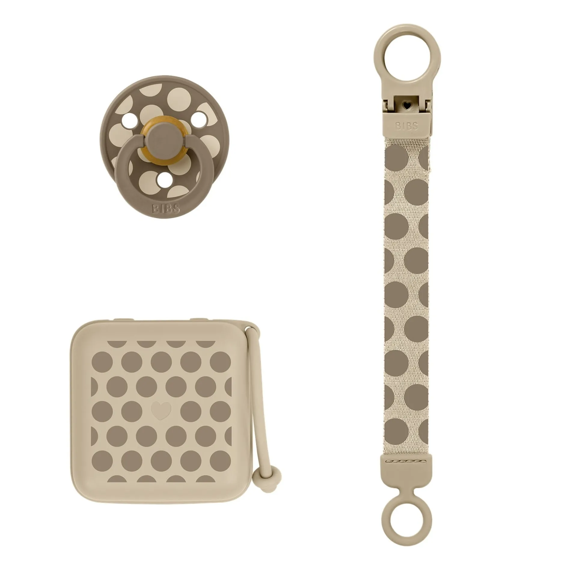 BIBS Studio Gift Set Polka Soothe & Go Latex Size 2 Vanilla