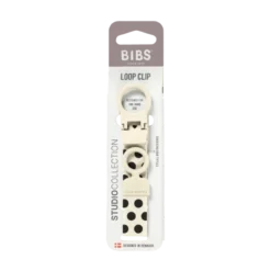 BIBS Studio Pacifier Clip Loop Polka Ivory Black 1 st