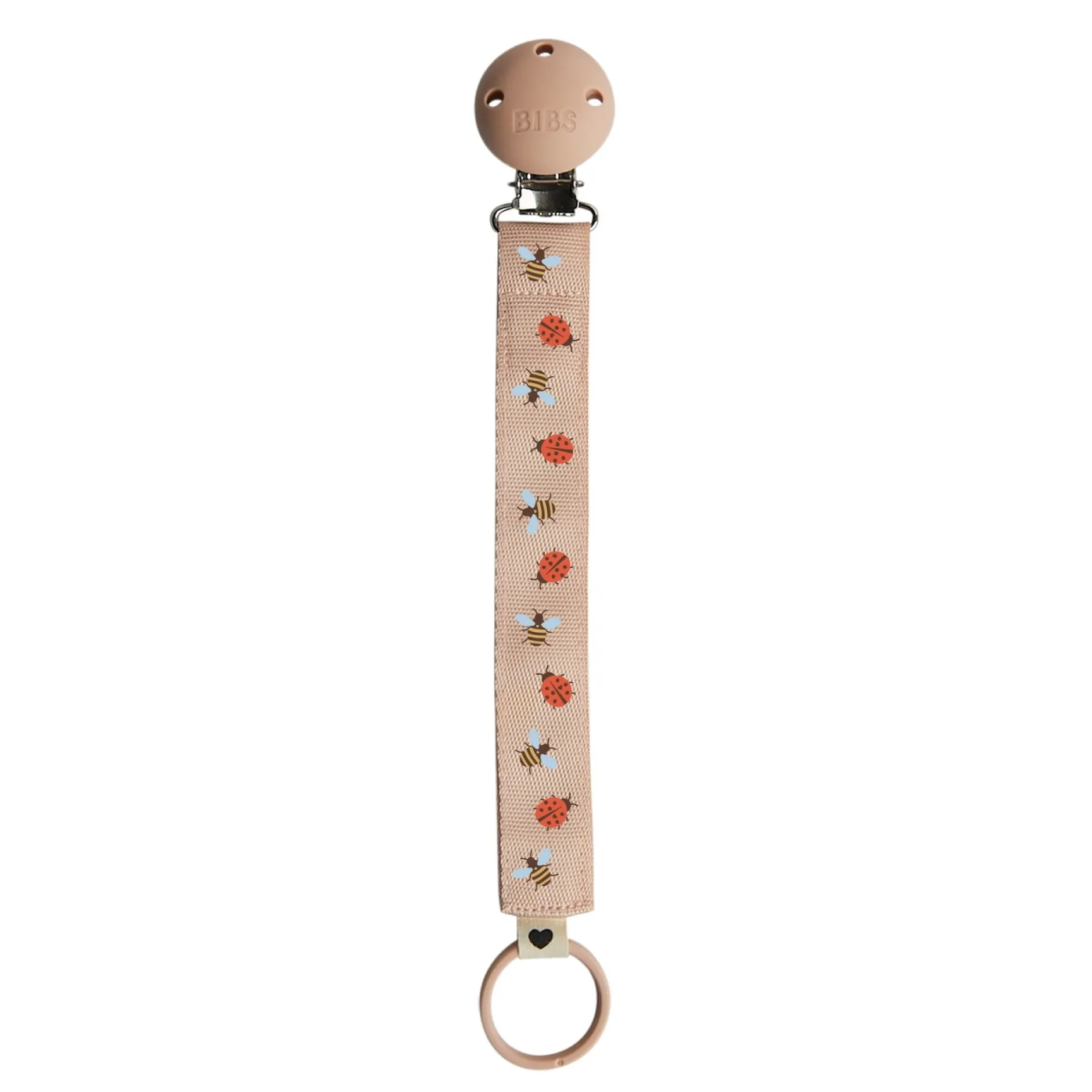 BIBS Studio Pacifier Clip Ribbon Ladybug Bumblebee Caterpillar Mix Blush