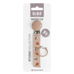 BIBS Studio Pacifier Clip Ribbon Ladybug Bumblebee Caterpillar Mix Blush