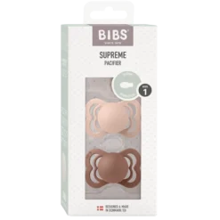 BIBS Supreme Silicone 0+ månader Size 1 Woodchuck/Blush 2 st