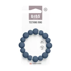 BIBS Teething Ring Beaded Steel Blue