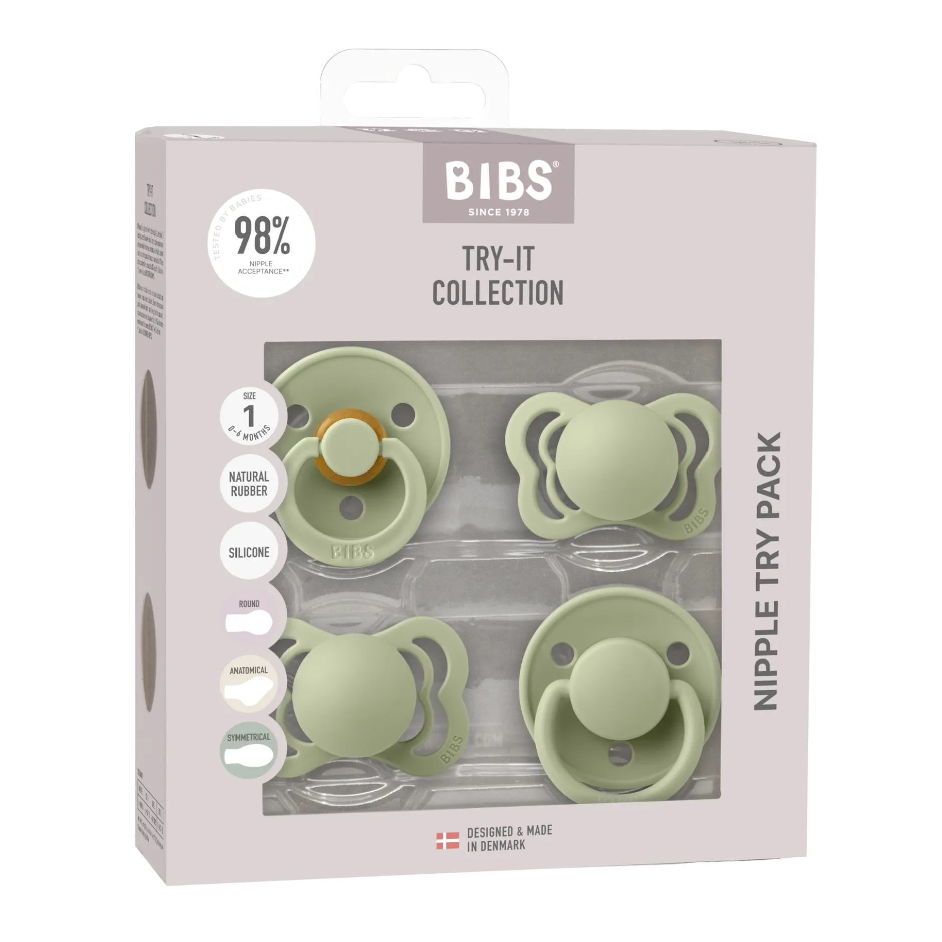 BIBS Try-it Collection 0+ månader Size 1 Sage 4 st