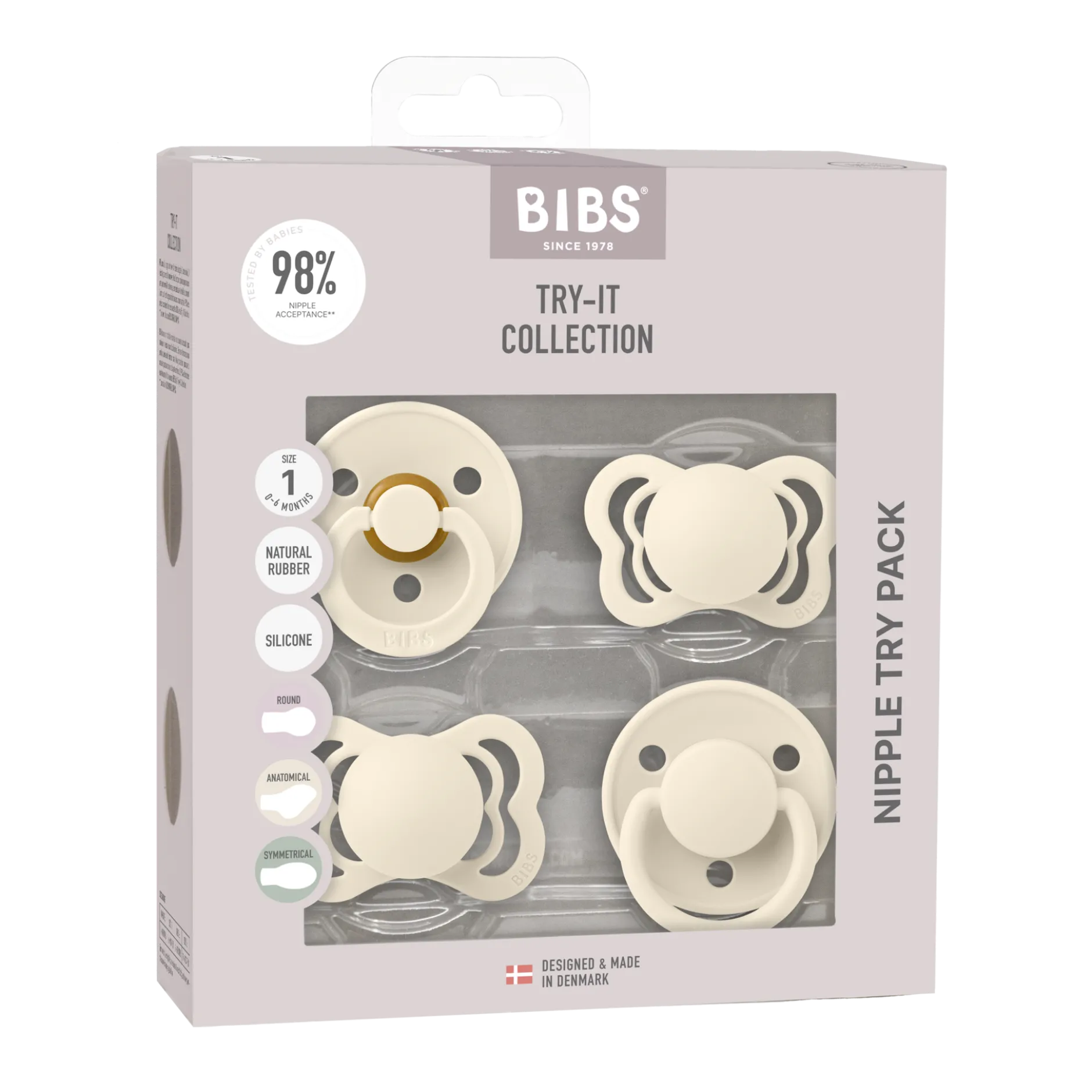 BIBS Try-it Collection 0+ månader Size 1 Ivory 4 st