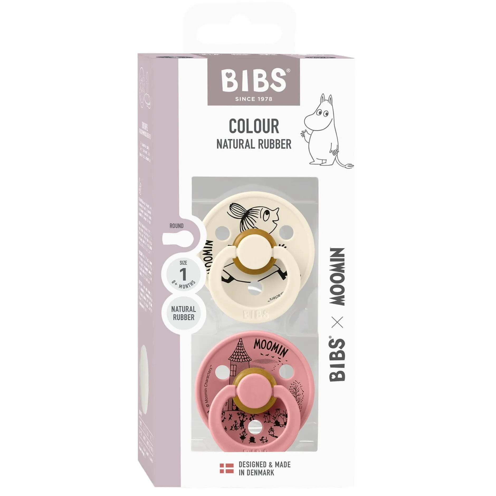 BIBS x Moomins Pacifier Colour Little My 2 PACK Latex Size 1 Ivory/Dusty Pink