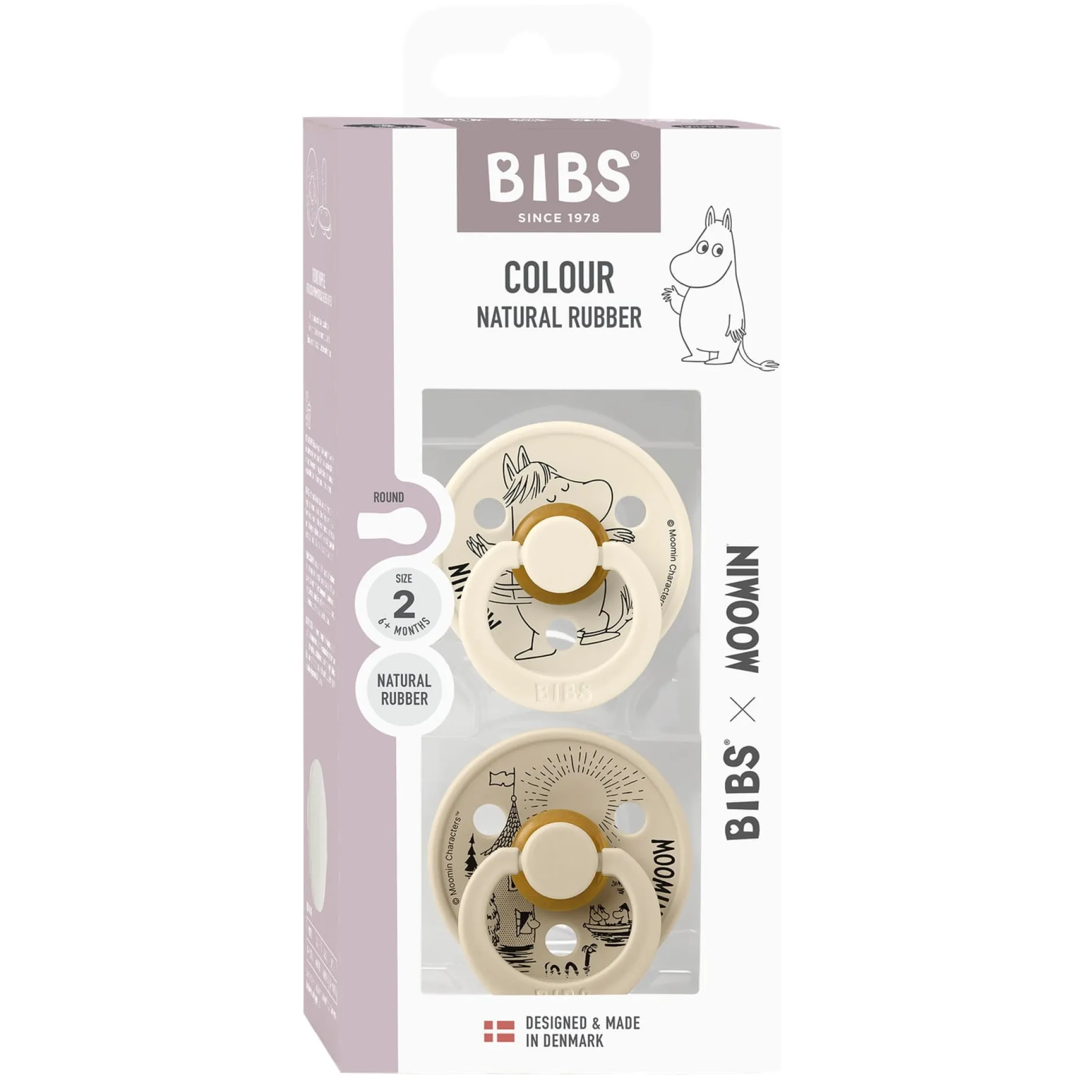 BIBS x Moomins Pacifier Colour Snorkmaiden 2 PACK Latex Size 2 Ivory/Vanilla