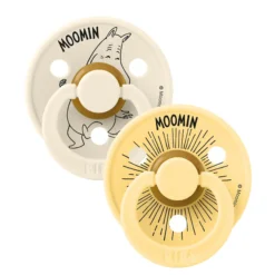 BIBS x Moomins Pacifier Colour Moomintroll 2 PACK Latex Size 3 Ivory/Pale Butter