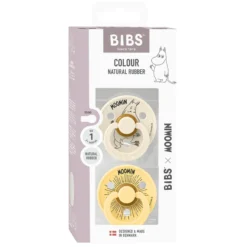 BIBS x Moomins Pacifier Colour Moomintroll 2 PACK Latex Size 1 Ivory/Pale Butter