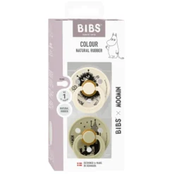 BIBS x Moomins Pacifier Colour Stinky 2 PACK Latex Size 1 Ivory/Khaki