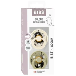 BIBS x Moomins Pacifier Colour Stinky 2 PACK Latex Size 2 Ivory/Khaki
