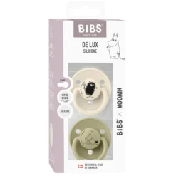 BIBS x Moomins Pacifier De Lux Stinky 2 PACK Silicone Ivory/Khaki