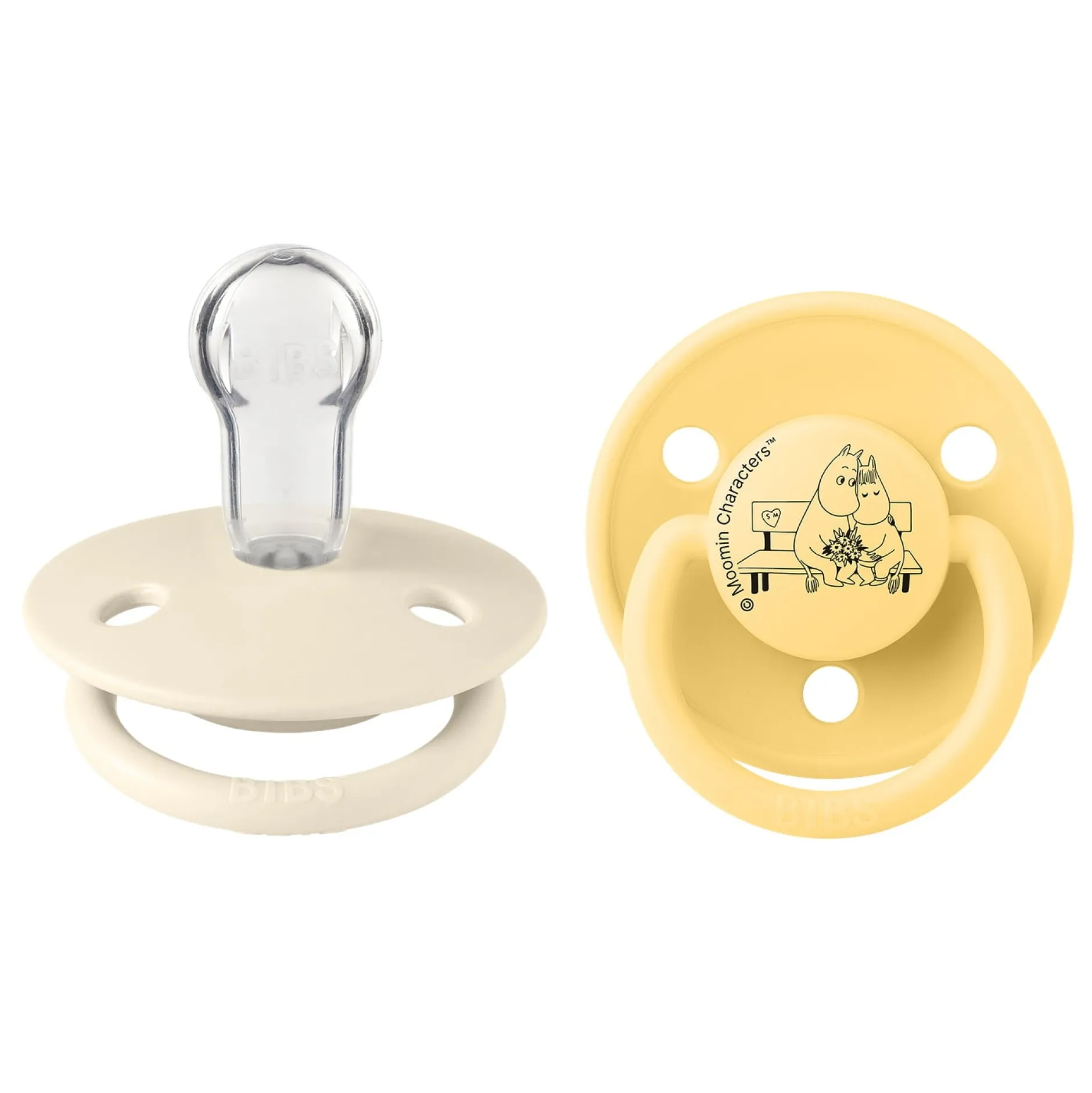 BIBS x Moomins Pacifier De Lux Moomintroll 2 PACK Silicone Ivory/Pale Butter