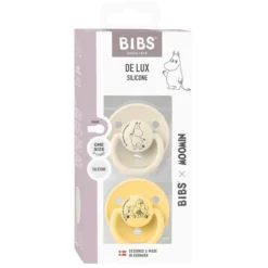 BIBS x Moomins Pacifier De Lux Moomintroll 2 PACK Silicone Ivory/Pale Butter