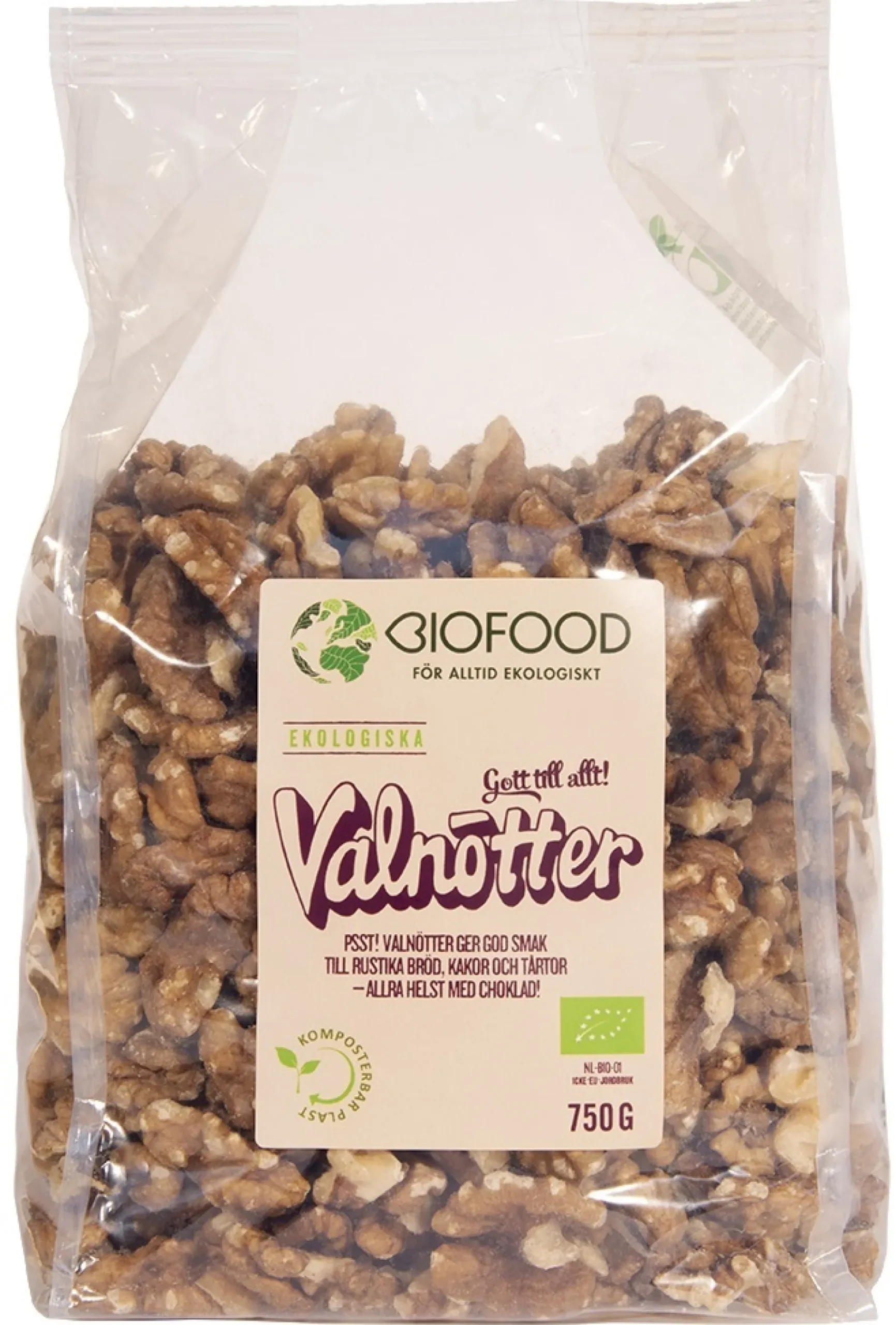 Biofood Valnötter Halvor 750 g