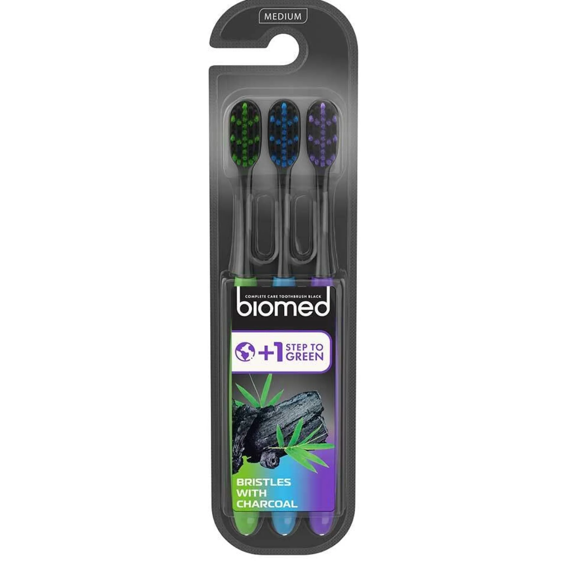 Biomed Charcoal Medium Tandborste 3 st