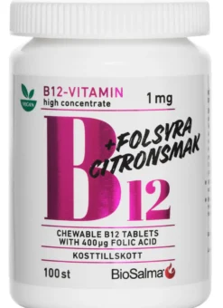BioSalma B12-vitamin 1mg + Folsyra 100 tabletter