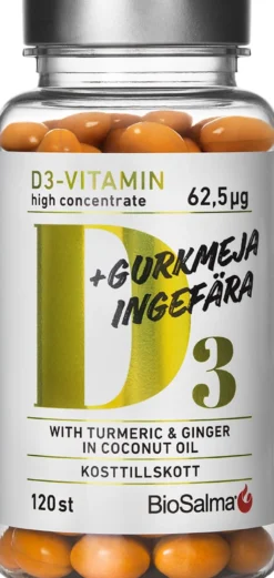 BioSalma D3 62,5ug + Gurkmeja & Ingefära 120 kapslar