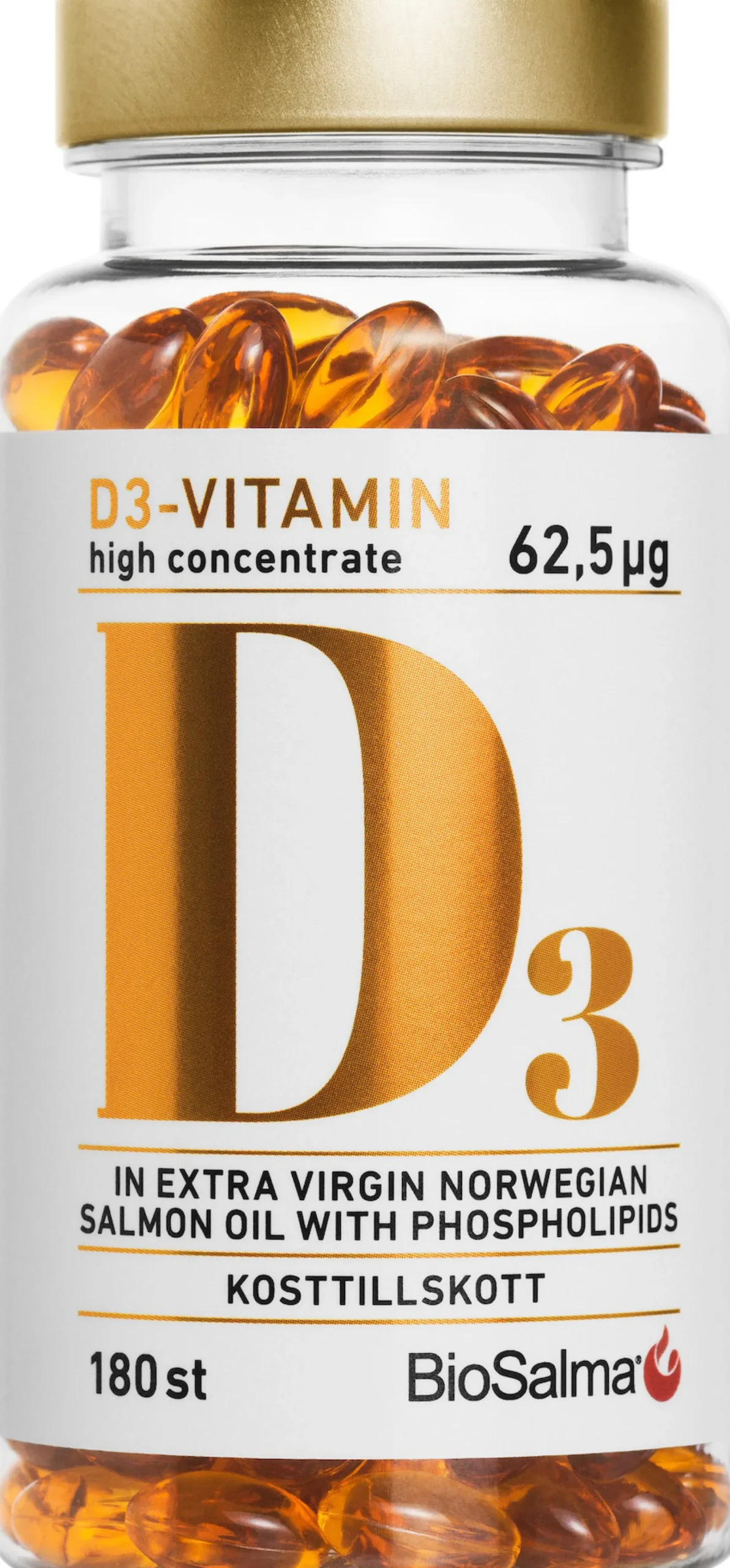 BioSalma D3-vitamin 62,5µg high concentrate 180 kapslar