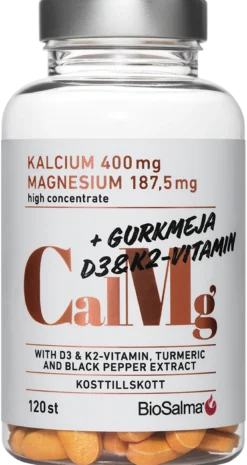BioSalma Kalcium & Magnesium + Gurkmeja, D3 & K2 120 tabletter