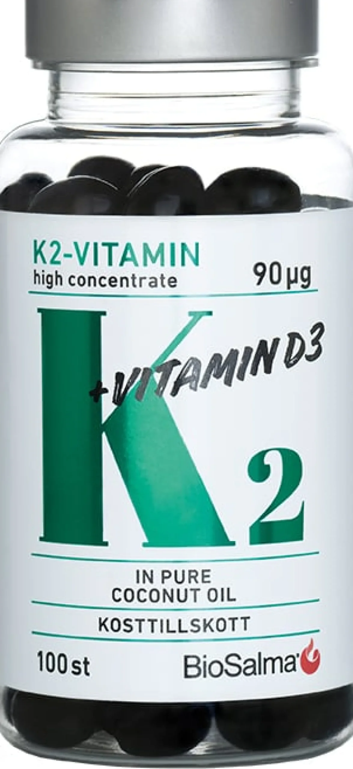 BioSalma K2 90µg + D3-vitamin 25µg 100 kapslar