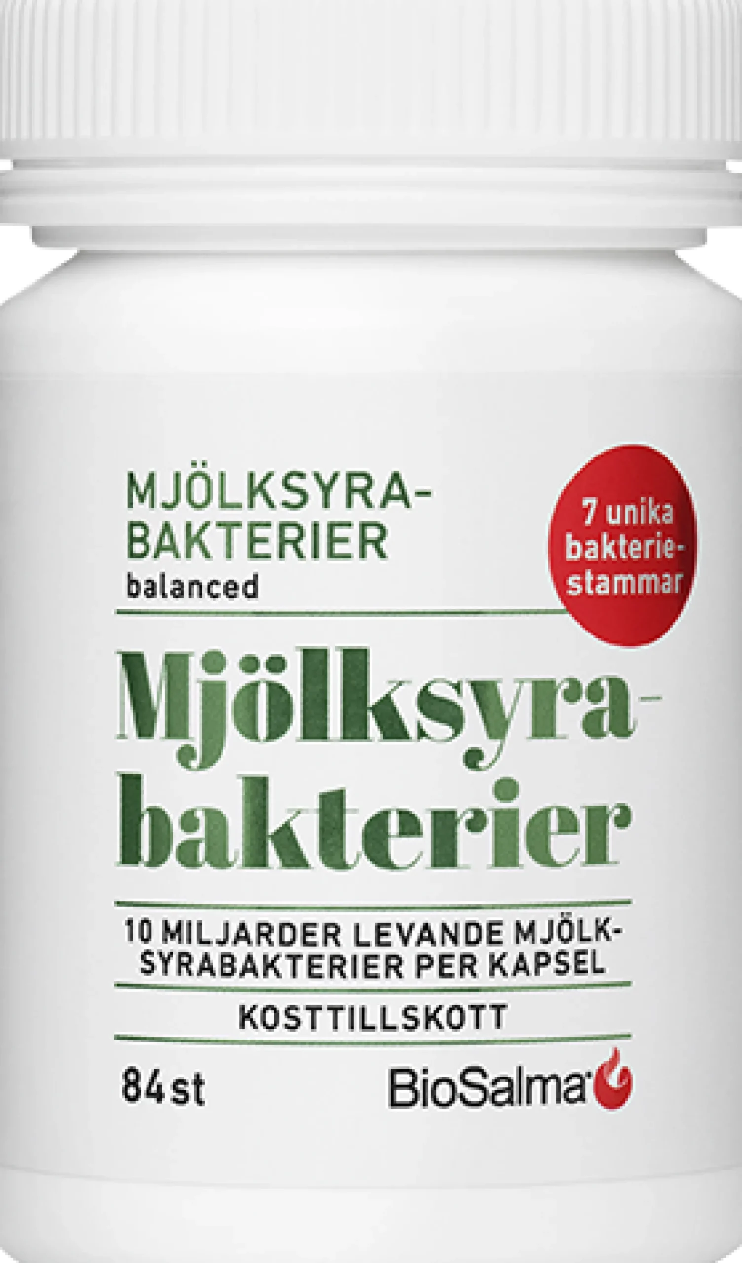 BioSalma Mjölksyrabakterier 10 miljarder 7 stammar 84 kapslar