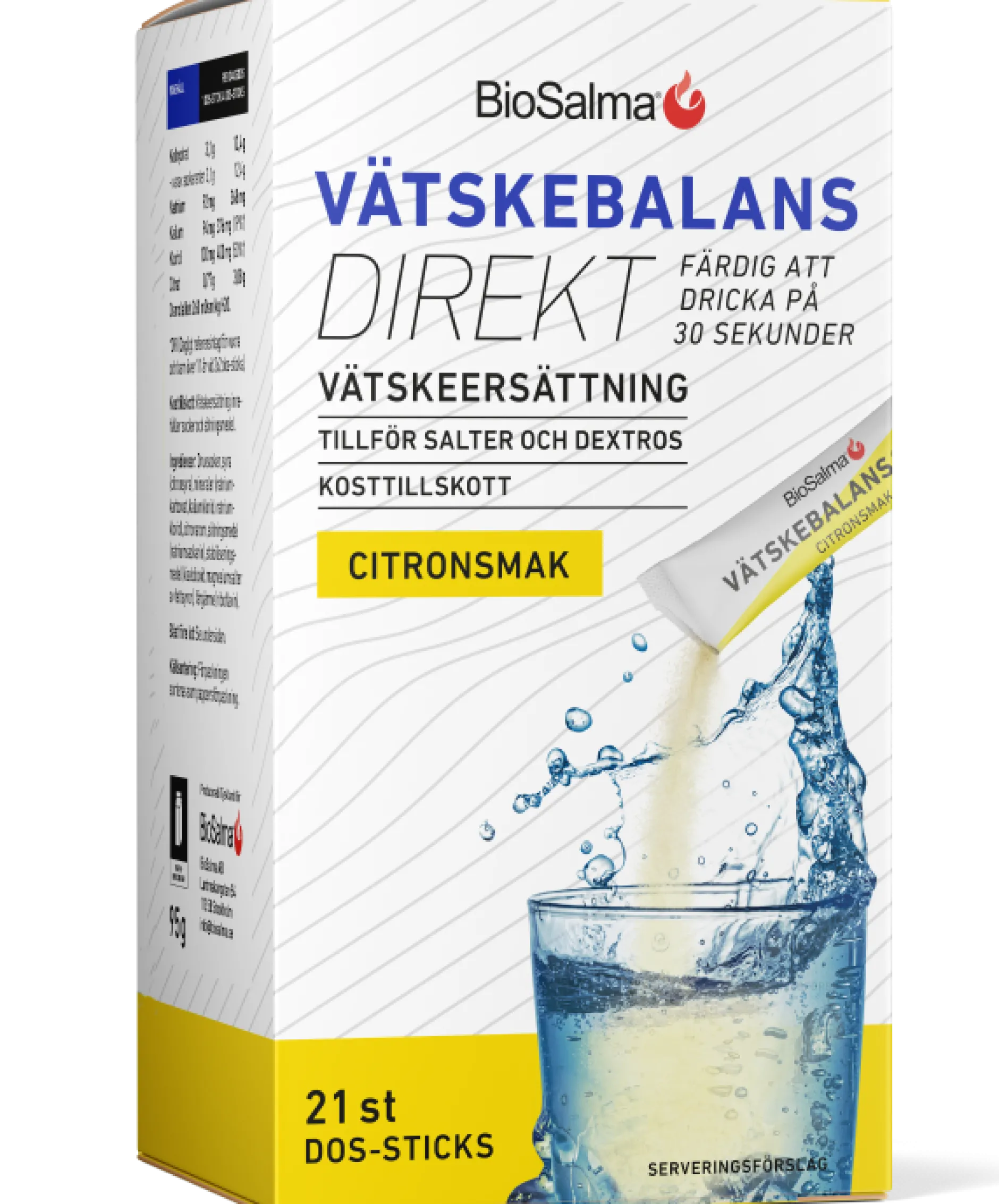 BioSalma Vätskebalans Direkt Citron 21 dos-sticks
